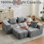 Canapé modulaire en chenille nuage, modulaire 3 pièces en forme de L avec repose-pieds, sans assemblage-1205854570