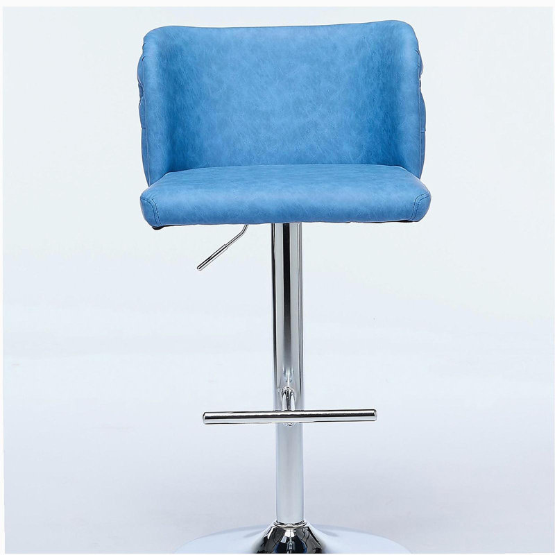 Swivel Bar Stool with adjustable seat height and chrome base, modern PU soft package with full back cushion bar stool, set of 2