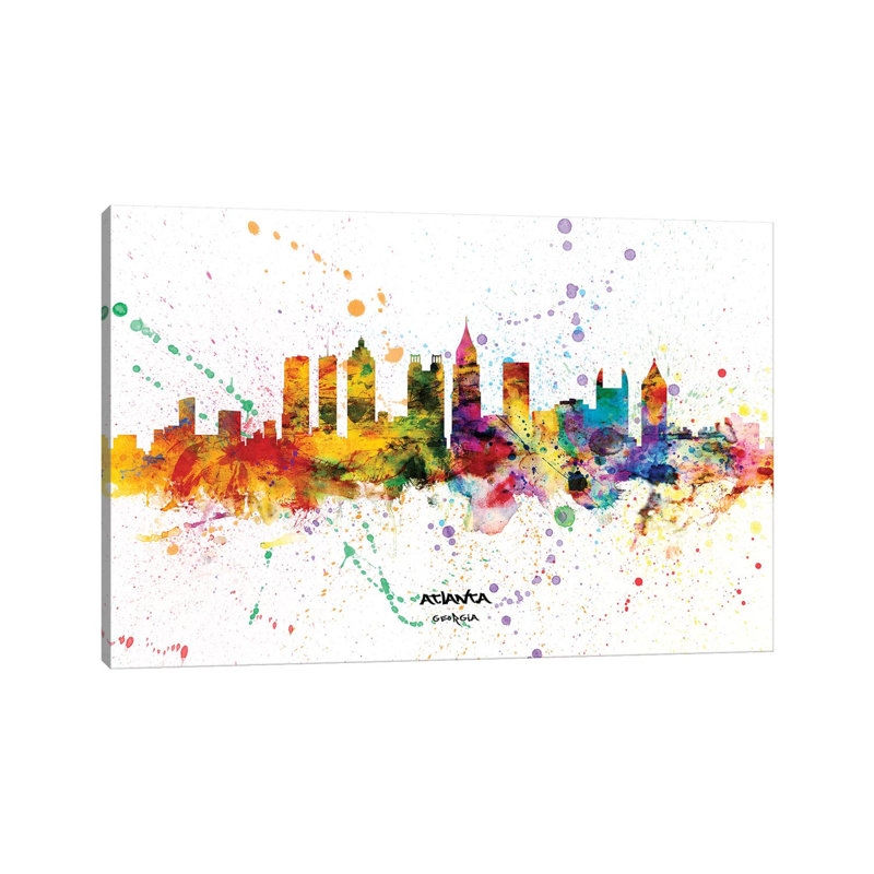 Atlanta Georgia Skyline Splash by Michael Tompsett - Wrapped Canvas Gallery-Wrapped Canvas Giclée, 66.04 cm H x 45.72 cm W