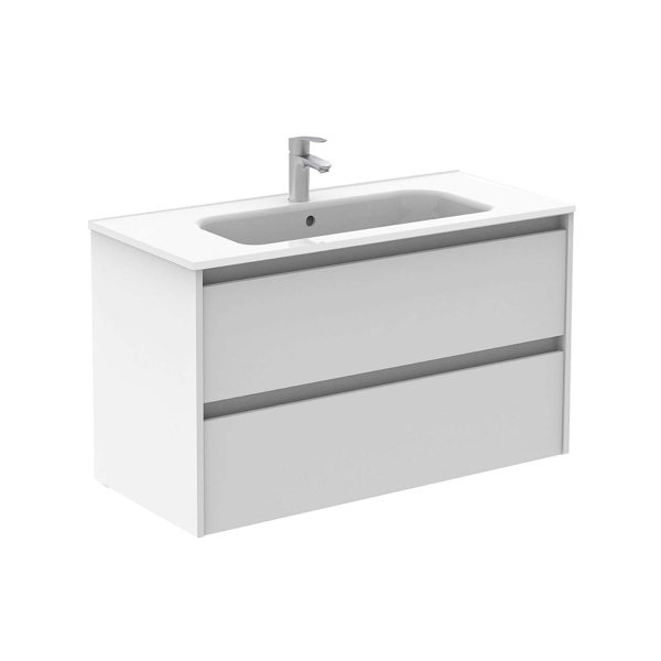 Orren Ellis Gravette 40 Wall Mounted Single Bathroom Vanity with Ceramic Top | Wayfair Gravette 40 Wall Mounted Single... 