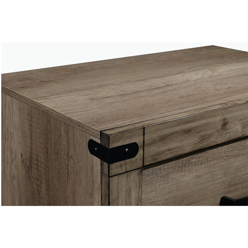 1 table de chevet à deux tiroirs avec table de chevet en bois massif et table de bout en mélamine brun rustique