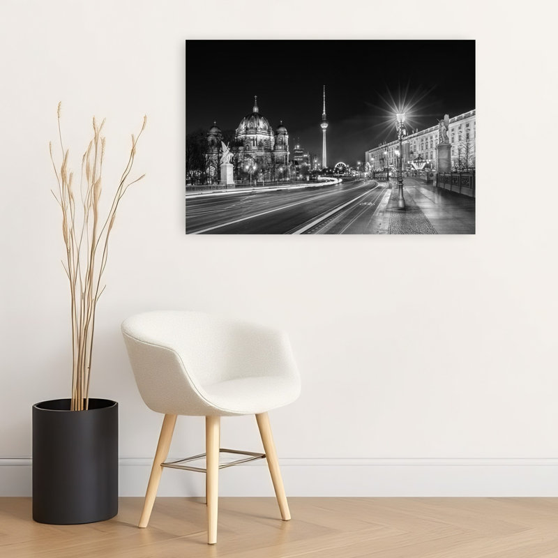 «Berlin City Nightscape Modern Vibrant Abstract Architecture City», reproduction d'art murale, H 24 po x l 36 po