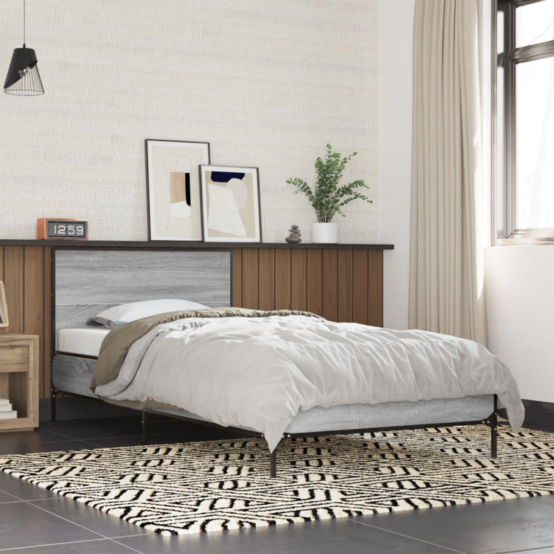 Paza Bed, European Single (90 x 200cm), Grey Sonoma