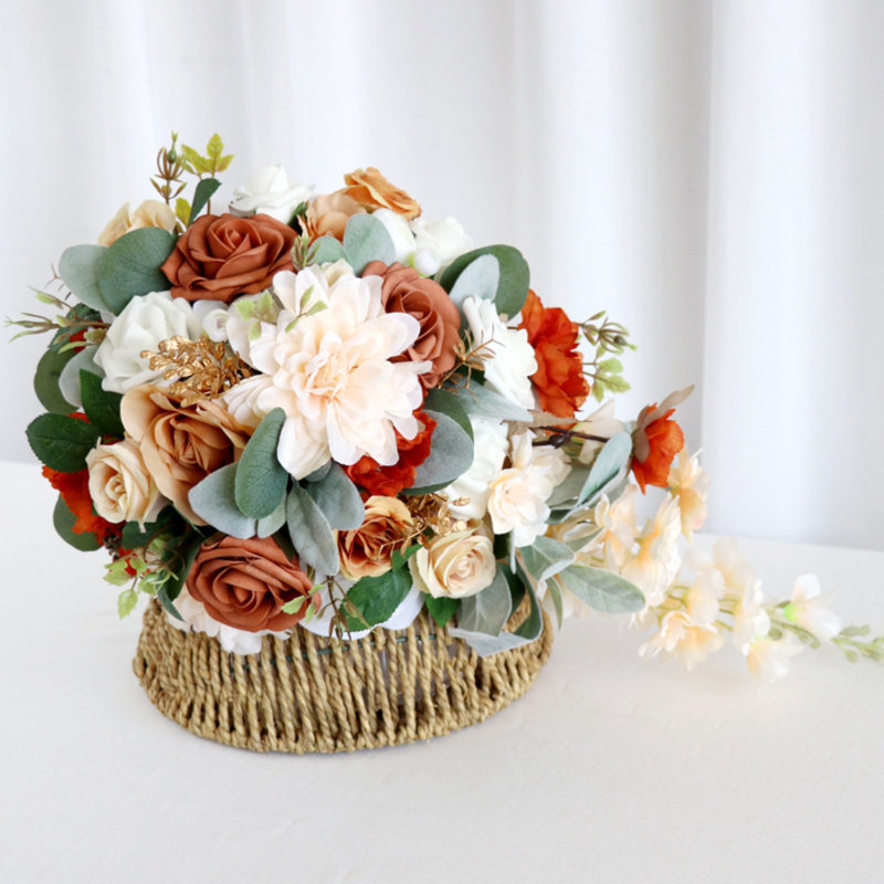 Bridal Bouquets For Bride, Artificial Flowers Bridal Bouquet Cascading Wedding Bouquets For Bride For Wedding Ceremony And Anniversary