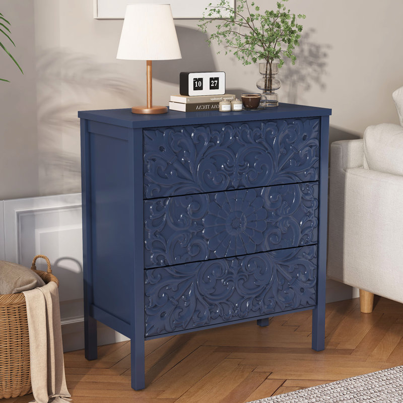 Commode 3 tiroirs Platt Farmhouse, Bleu