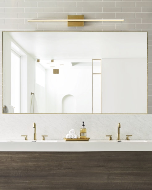 Span 1 - Light LED Bath Bar, Plated Brass, 3000