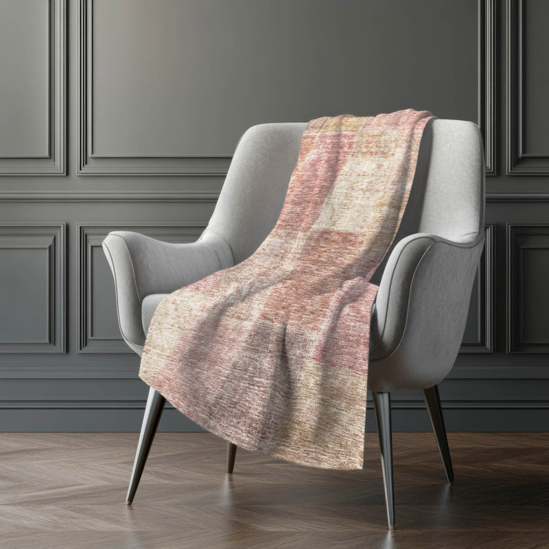 Jeté Art déco en sherpa Addison, Patchwork rosé