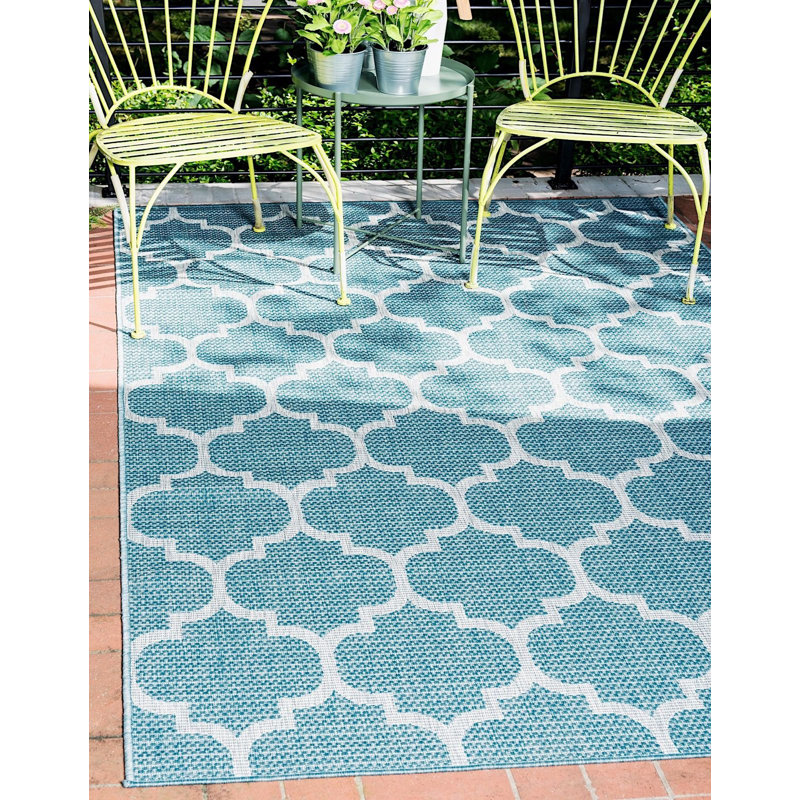 Tapis d'extérieur pour terrasse de couleur turquoise, Rectangle 4 pi x 6 pi
