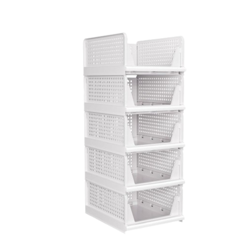 Ensemble de 5 paniers de rangement blancs empilables 