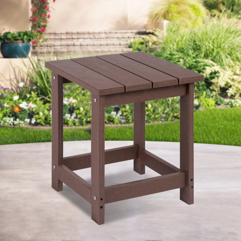 Denarrius Square Outdoor Side Table, Brown