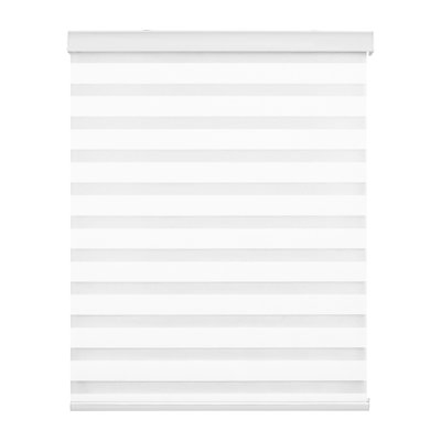 Dual Layer Cordless Zebra Blinds Free-Stop Day & Night Privacy Sheer Window Shades with Hassle-Free Installation, White 35"W x 75"H