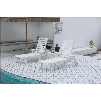 Méridienne avec table d'appoint, ensemble de méridienne surdimensionné 3 pièces, méridienne de patio toutes saisons avec 5 positions, roues et porte-gobelet