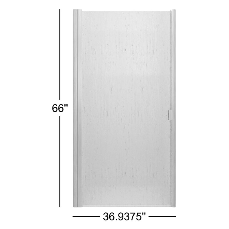 RD - W x 66'' H Hinged Door Semi-Frameless Shower Door with, Clear, Matte Black