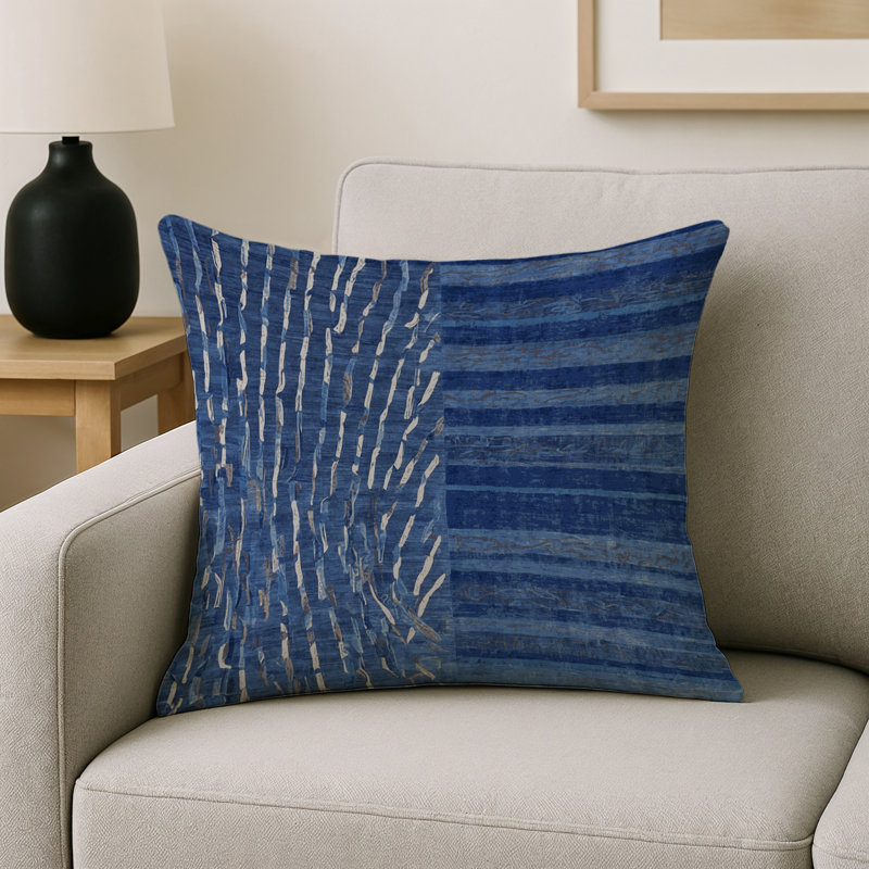 Coussin décoratif intérieur / extérieur gris Modern Modern, Gris / beige / brun clair abstrait 5, Carré 16 po
