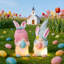 2 pièces de gnome de Pâques sans visage, 11,8 po de lapin incandescent tenant des œufs, décoration de fête (ensemble de 2)
