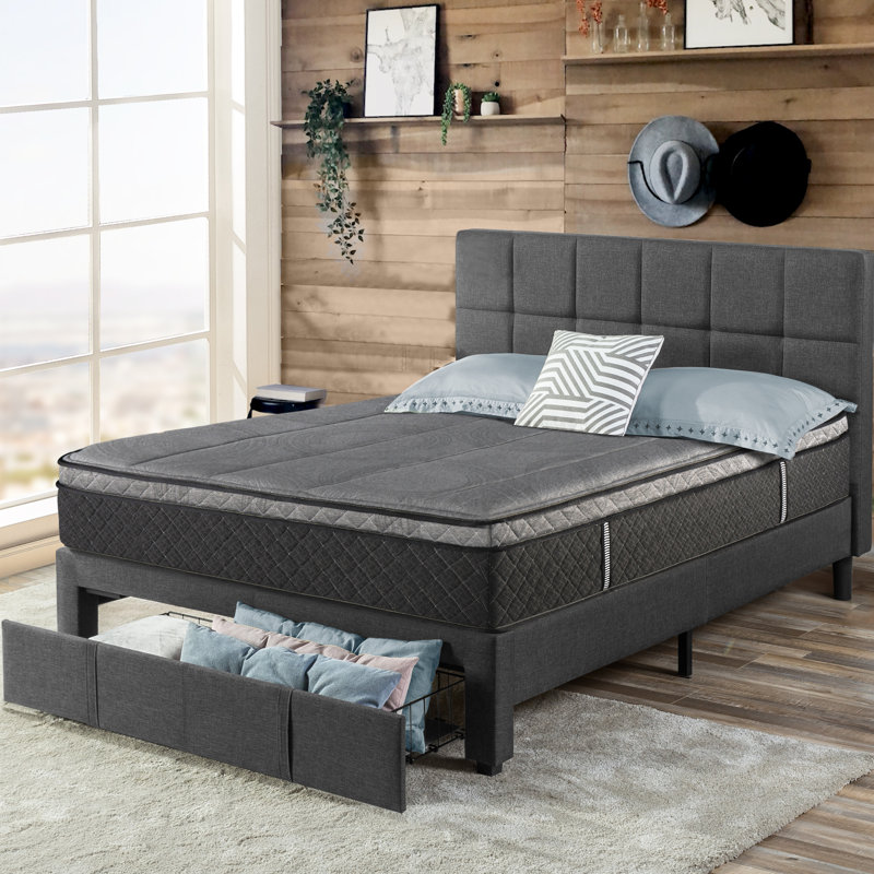 Base de lit tapissier 43 "avec tiroir de rangement, Grand