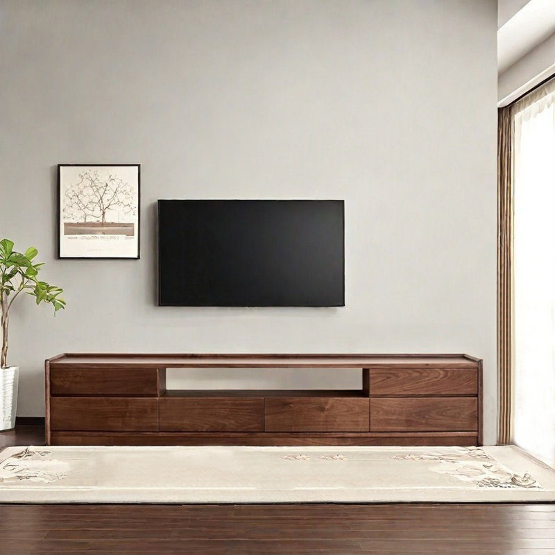 European style solid wood storage TV stand, 70.87"