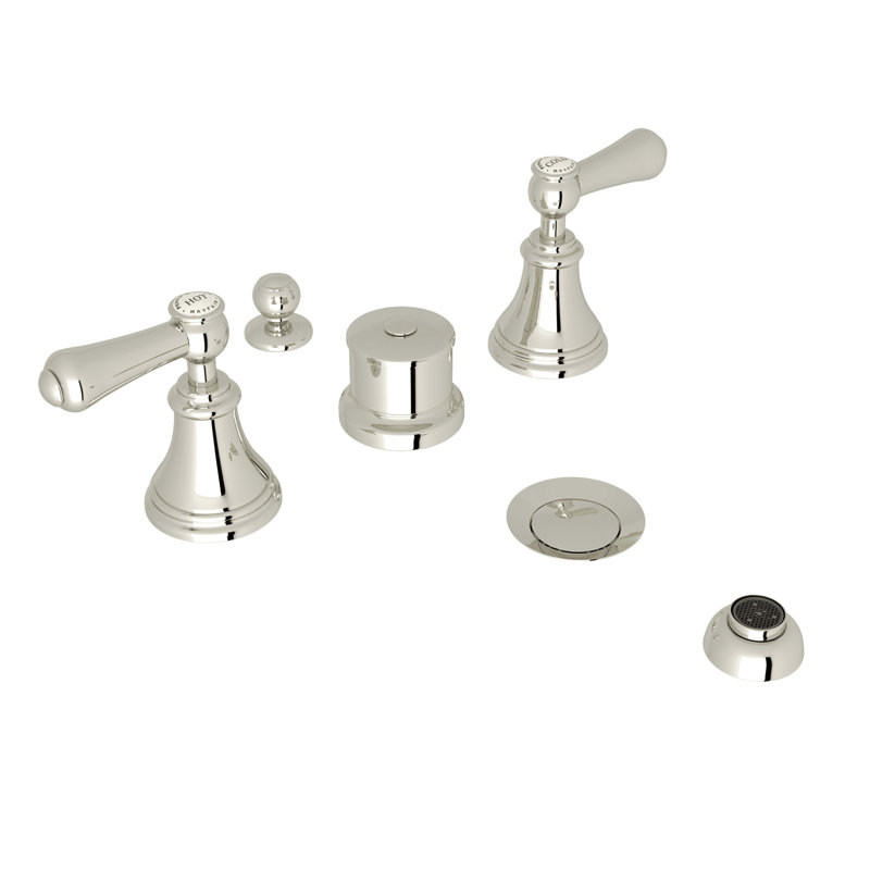 Robinet de bidet à 5 trous avec poignées leviers en porcelaine blanche Georgian Era