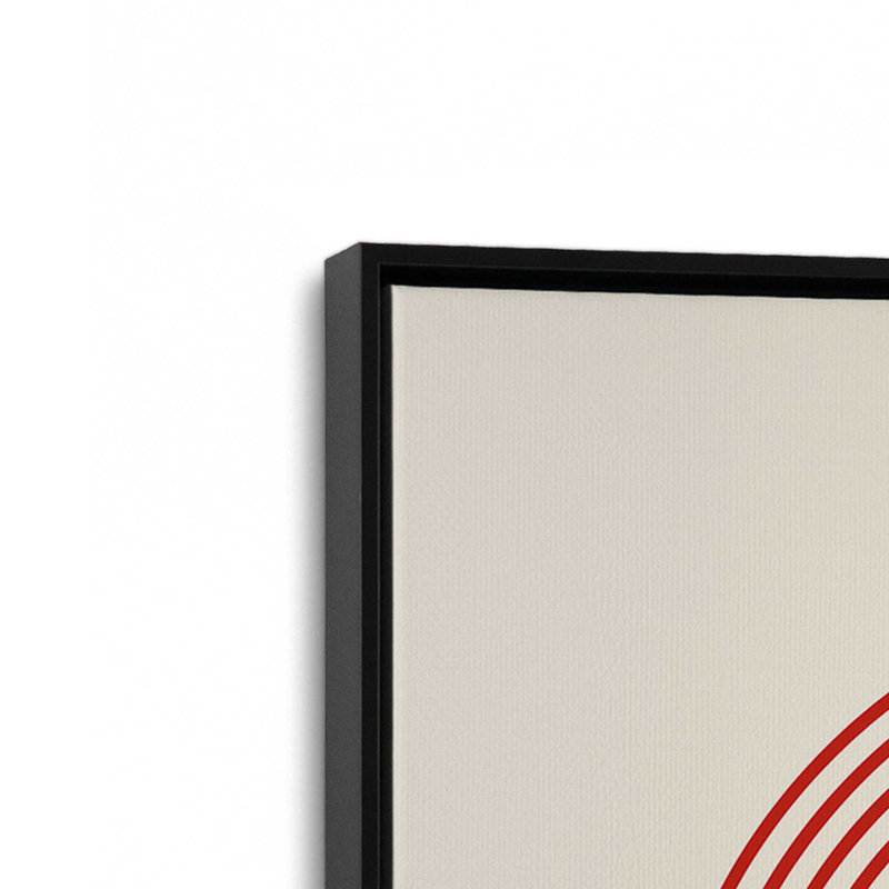 «Red Circles and Curves Bauhaus», reproduction sur affiche, Cadre flottant noir, H 12,75 po x l 8,75 po