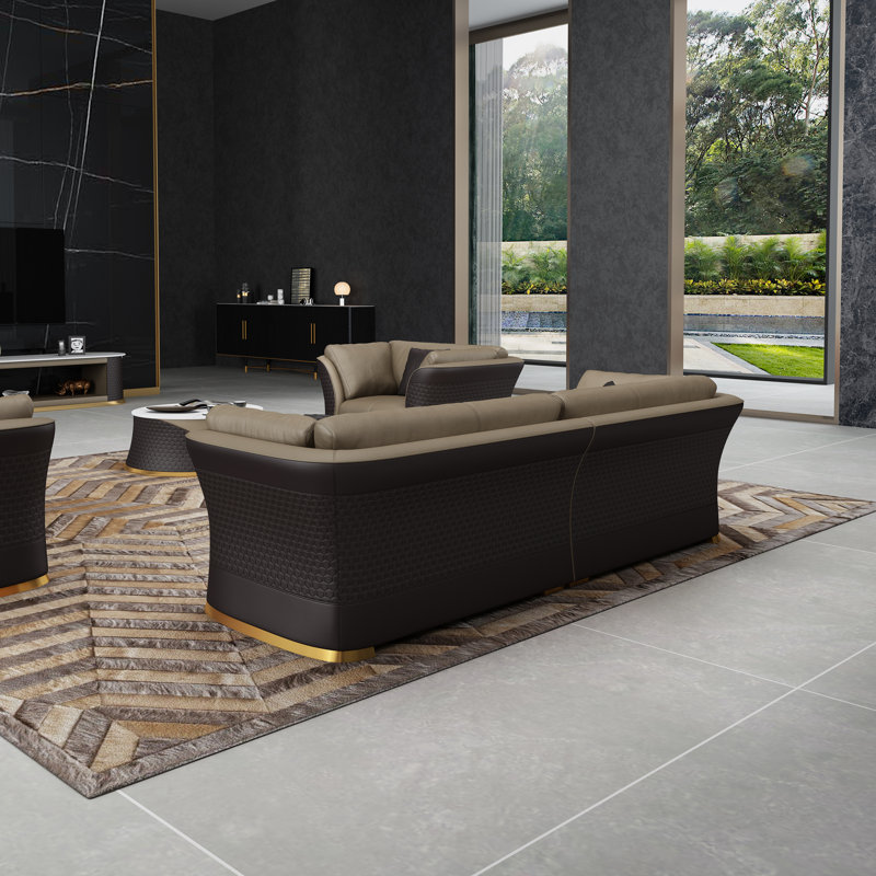 Sofa, Dark Sand/Chocolate Leather Match