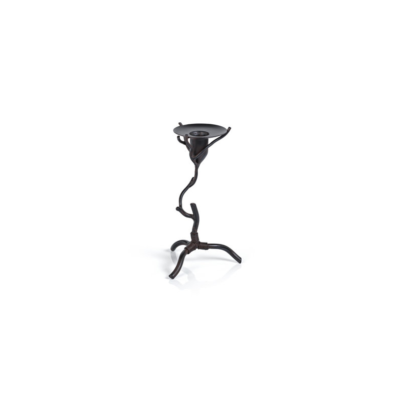 Brunel Twig Design Wrought Iron Candleholder, 8" H x 4.5" W x 4.5" D 