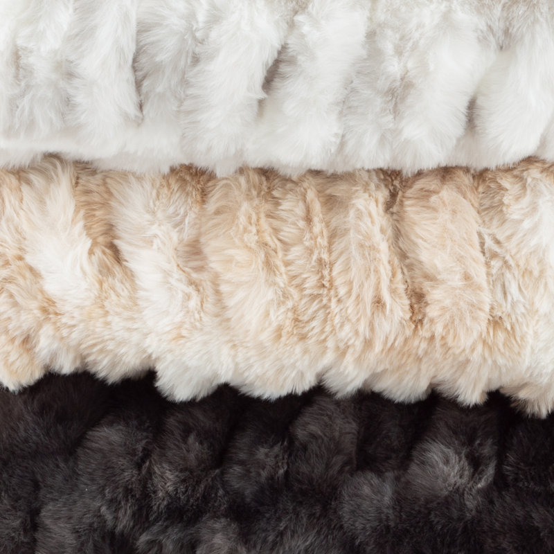 Cream Queen Ruched Faux Fur Machine Washable Blanket