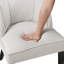 Chaise rembourrée texturée beige avec contreplaqué et assise en mousse de style moderne en bois foncé-1777908388