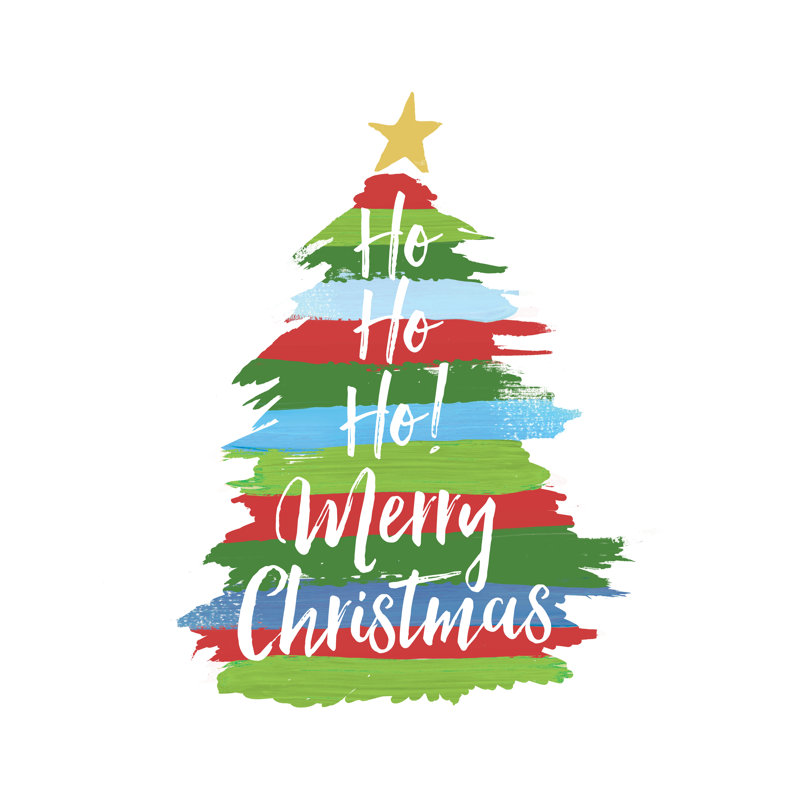 Ho Ho Ho Christmas Tree Paint Stripes - Wrapped Canvas Print, 51cm H x 51cm W x 3.8cm D