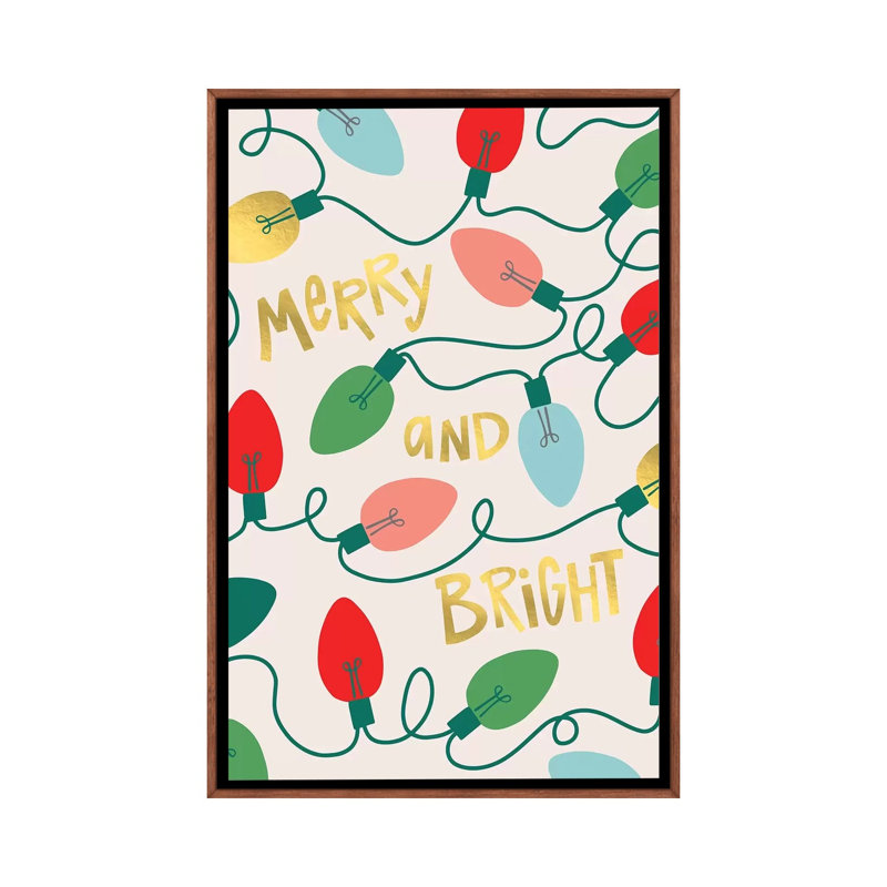 «Merry and Bright I» par Caroline Alfreds - impression d'art graphique, H 48 po x l 32 po x P 1,5 po, Pas de tapis