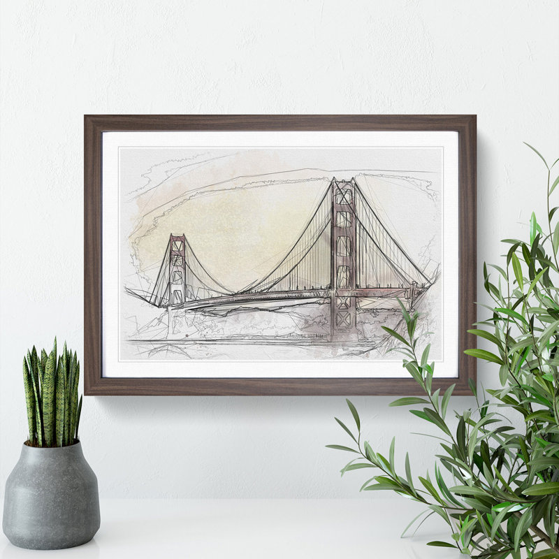 Golden Gate Bridge Vol.3 - Picture Frame Painting, Walnut Framed, 65cm H x 90cm W x 2cm D