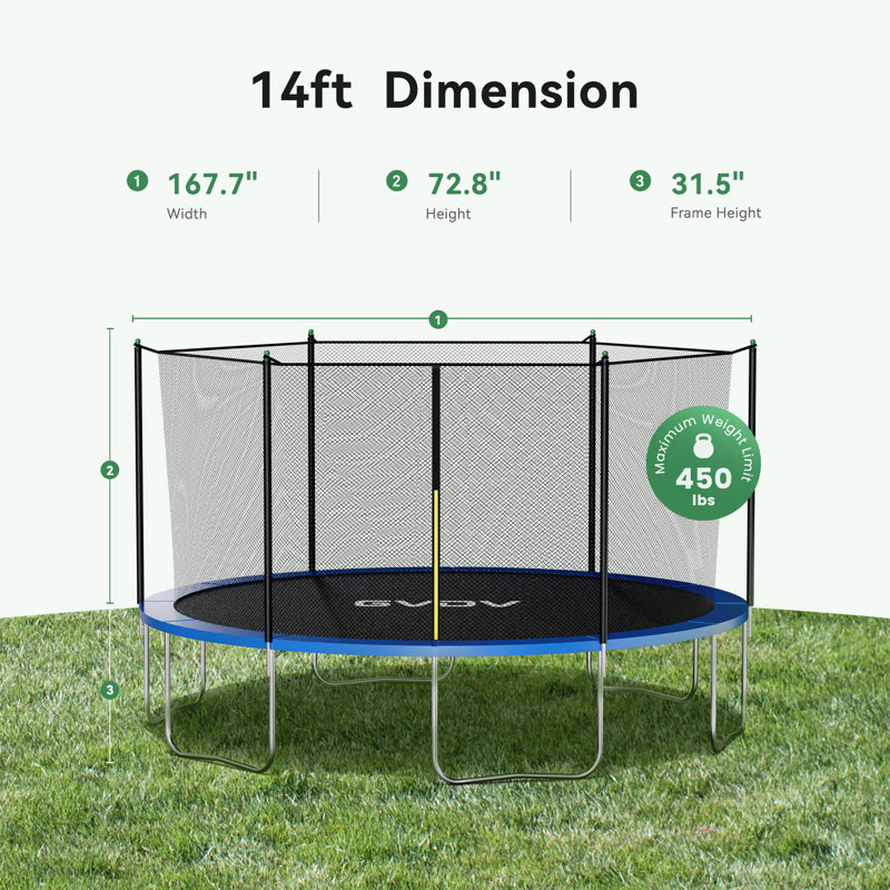 Ensemble de trampoline pour cour / extérieur rond de 14 pi GVDV avec système de sécurité, Bleu, null