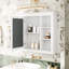 Armoire de salle de bain avec miroir, 35 po x 27,5 po, construction, intimité dissimulée -, vaste espace de rangement-914986368