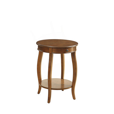 Side Table, Round Table With Shelf