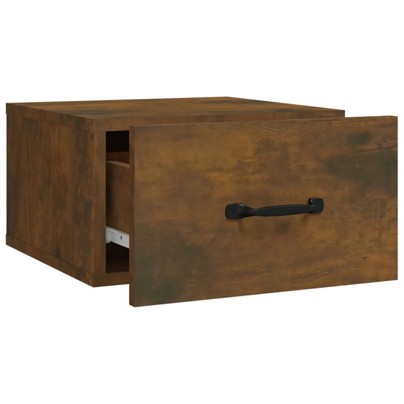 17 Stories Wall-Mounted Bedside Cabinet, Smoked Oak, Individual