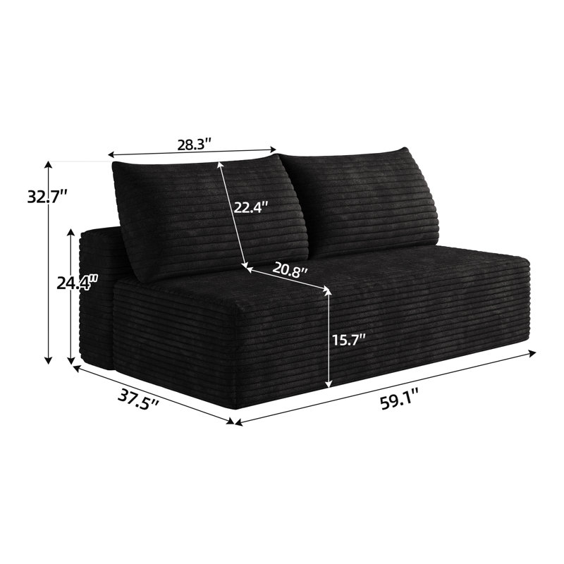 Canapé d'angle infonuagique, canapé modulaire moderne avec assise profonde, canapés rembourrés pour salon et chambre, aucun assemblage requis (tissu en velours côtelé moelleux)