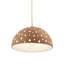 Luminaire suspendu dôme perforé 1 lumière - Nickel brossé - Ampoule remplaçable - Cordon torsadé beige-653609116-653609117-653609093