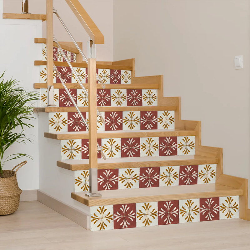8x8-inch Dark Red and Beige Vinyl Peel and Stick Mosaic Tile Set