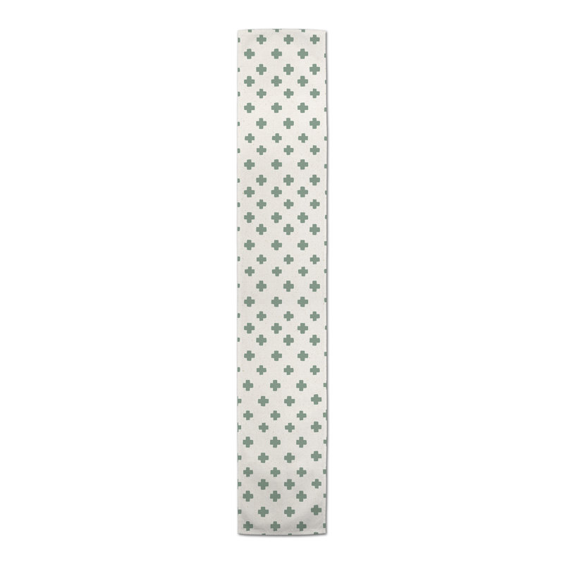 Ambriel Rectangle Geometric Polyester Table Runner, 90" x 16", Green