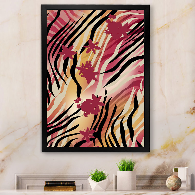 Peau de zèbre III - peinture, Toile avec cadre photo noir, H 20 po x l 12 po x P 1 po