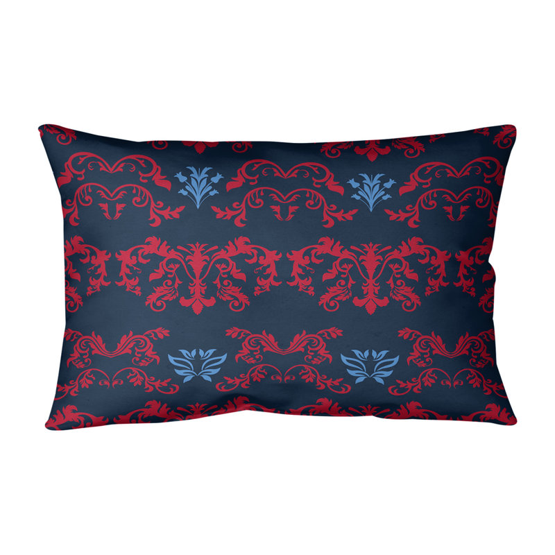 Housse de coussin rectangulaire Tennessee Football Baroque, Rouge / bleu marine / bleu, Polyester sergé