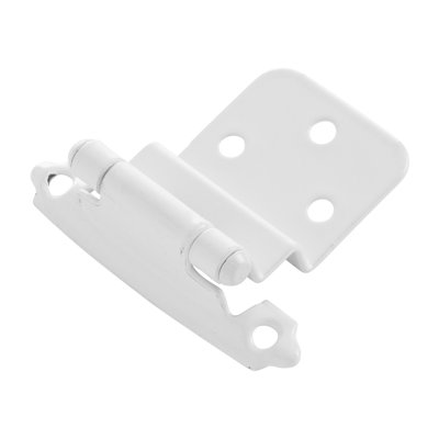 Surface Self-Closing Variable overlay, 3/8 Inch Inset Face Frame Self-Close - White - Cabinet Door Hinges (Set of 10)