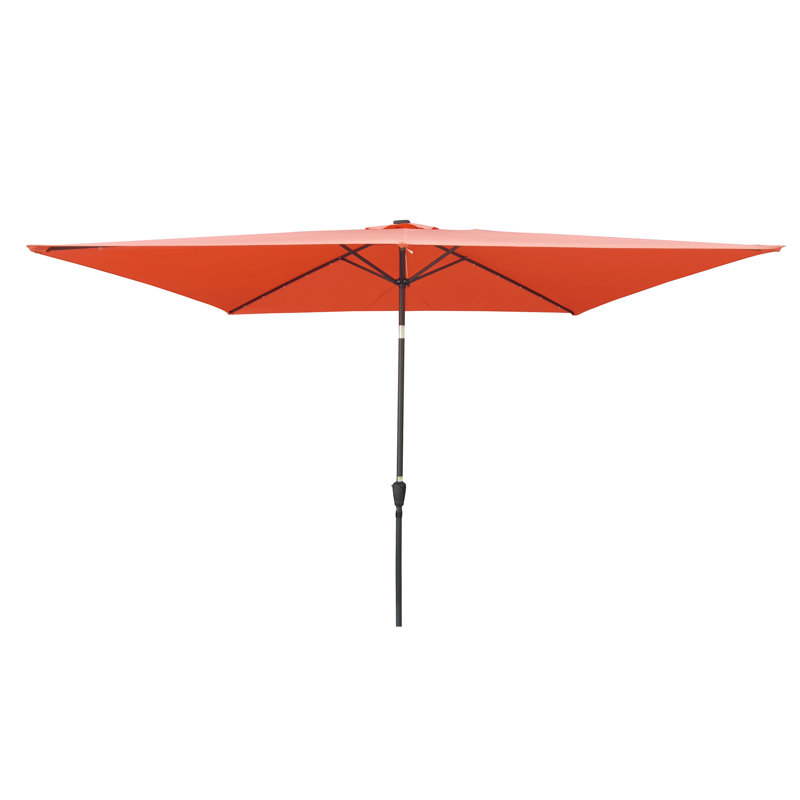 Parasol d'extérieur à DEL 10 x 6,5 pi avec mécanisme d'inclinaison facile pour patio, Rouge brique clair