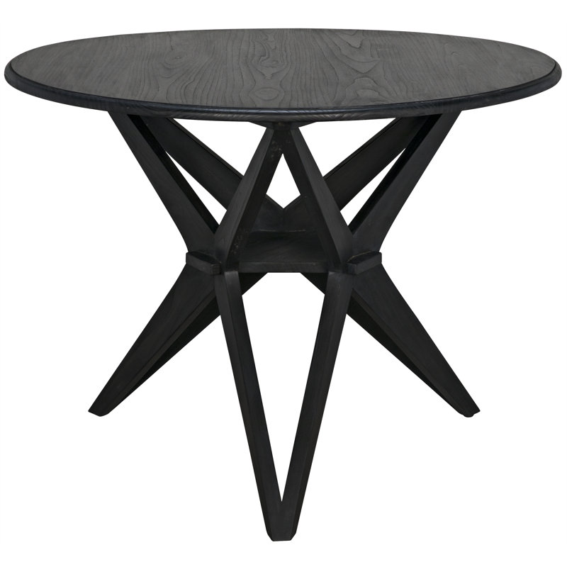 Victor Charcoal Black Round Solid Wood Dining Table