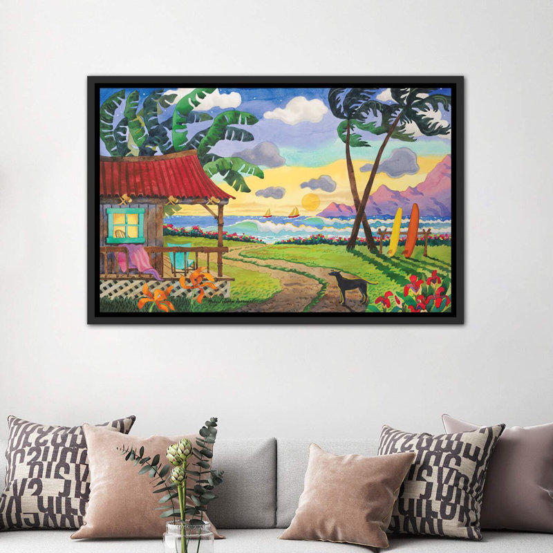 Coucher de soleil au paradis par Robin Wethe Altman - reproduction d'art, H 40 po x l 60 po x 1,5 po, Toile avec cadre noir