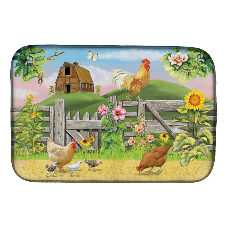 Coq sur tapis de séchage pour clôture