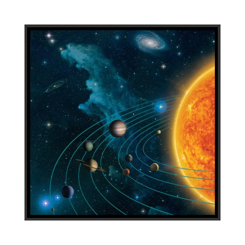 Solar System 1 Piece Wall Art on Canvas, 45.72 cm H x 45.72 cm W, Black Framed