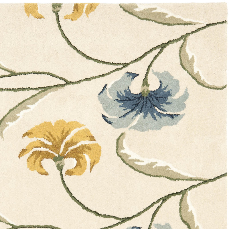Avayah Soho Hand Tufted Wool And Viscose Floral Rug, Square 6'
