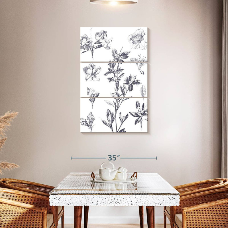Harnek Lithograph Florals I - bleu, H 32 po x l 20 po