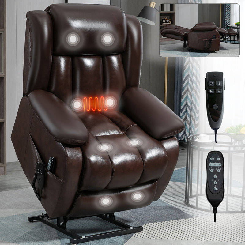 Fauteuil inclinable à levage électrique jusqu'à 350 lb, Brun