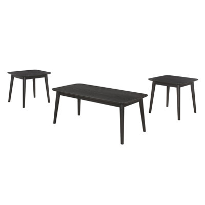 3 Piece Rectangular Coffee Table Set, Black